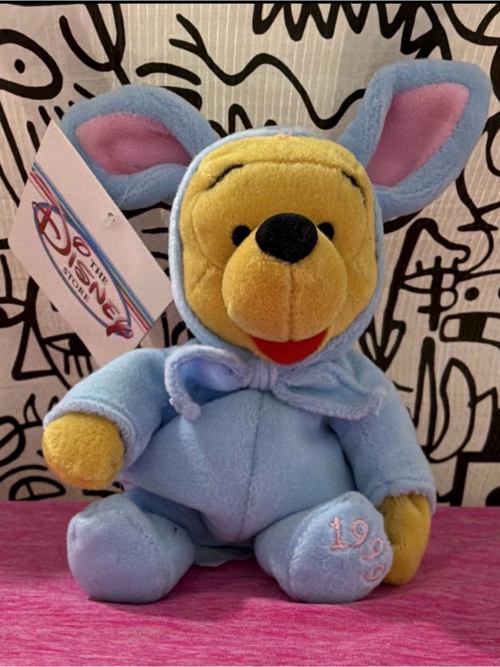 Disney Blue Winnie the Pooh Plush in Bunny Outfit